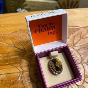 Lori Bonn Sterling Silver tiger eye oval gemstone slide charm